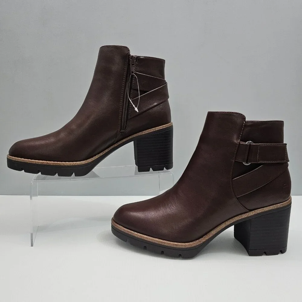 Naturalizer Madalynn Strap Ankle Boot Women 9 Brown Water Resistant Lug Sole NEW - Picture 2 of 14